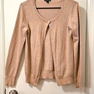 George Gold Glitter Knit Long-Sleeve Button-Front Cardigan Sweater Size S (4/6)
